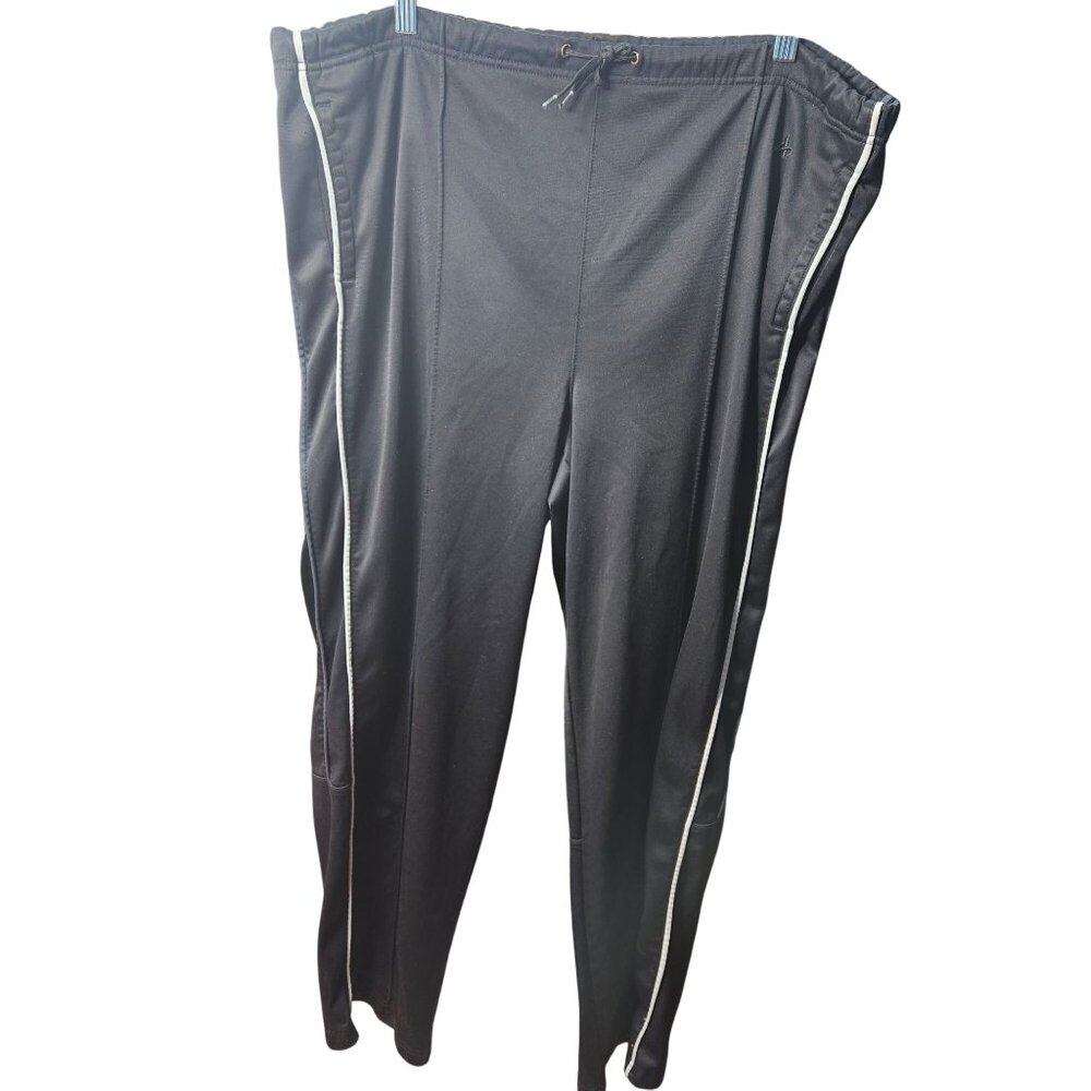 Black AthletechTrack Pants W/ White Side Stripes & Elastic Drawstring Waist men